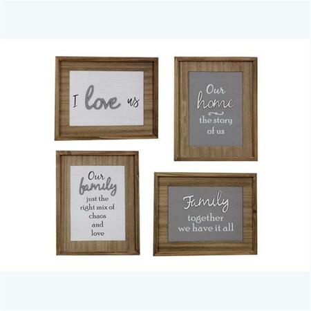 YOUNGS Wood Framed Box Table & Wall Sign with Raised Word, Assorted Color - 4 Piece 19586